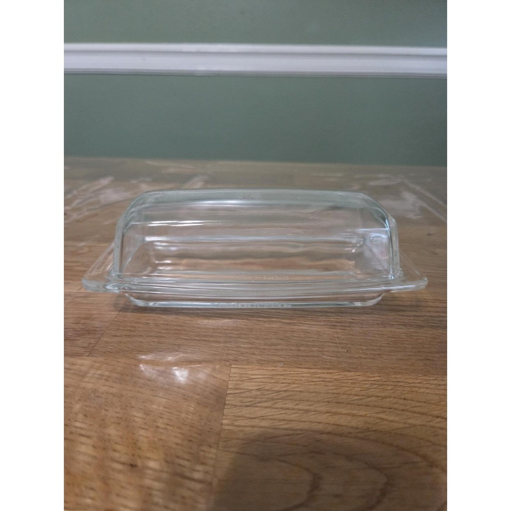 PYREX Corning NY USA Clear Glass Butter Dish Vintage Retro 72-N